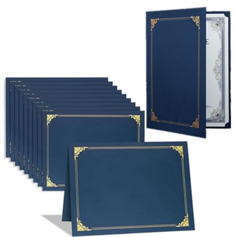 Portacertificato da 10 pezzi Cartella del certificato titolare del diploma set di diplomi Copertina del certificato con bordo in lamina d'oro Per lettere, carta e documenti fino a 8,5 x 11 in