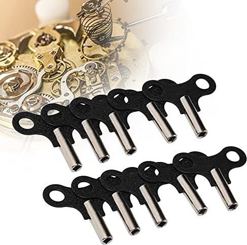 NSXAYIWE 10 Stück Uhrenschlüssel zum Aufziehen, Stahl-Wanduhr-Aufziehschlüssel-Set für Tischuhren, Schlüsselreparaturzubehör für Uhrmacher