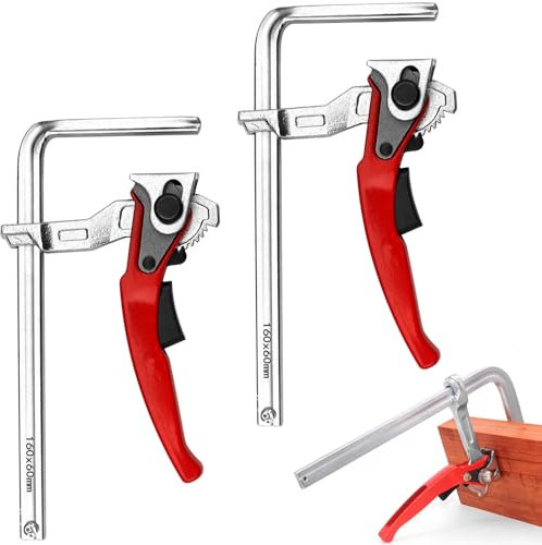 Lot de 2 serre-joints à levier pour rail de guidage 160 x 60 mm – Construction robuste et durable, force de serrage réglable, idéal pour serrer en toute sécurité des pièces dans différentes