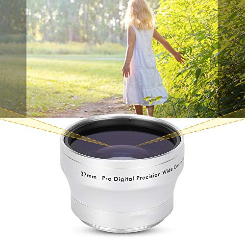 Lente di Ingrandimento Grandangolare per Fotocamera in Vetro Argentato 0,45X per Fotocamera da 37 Mm - Compatibile con Obiettivo Grandangolare della Fotocamera, Obiettivo