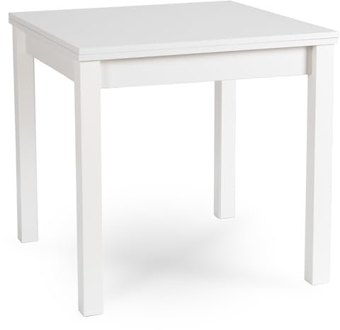 MEBEL ELITE - Küchentisch 80x80 / 160x80 [cm] - Esstisch aus Holz ausziehbar - Esszimmertisch quadratisch - Ausziehbarer Holztisch aus MDF-Platte - Esstisch im Loft - Weiß