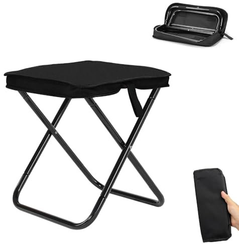 HuaMuDM 30 cm Tragbarer Klapphocker aus Aluminium und Textilene, Mini-Sitz für Camping, Reisen, Wandern, Angeln, Grillen, Strand (Großformat)