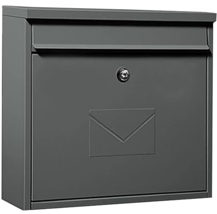 NSTVVEE Cassetta Postale da Parete, in Acciaio zincato antiruggine con Bordo Antipioggia, Grande capacità, con Cilindro di Chiusura in Metallo, per casa e Ufficio (Nero)