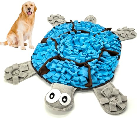 Snuffle Mat for Dogs, Tortoise-Themed Slow Feeder for Small/Middle/Large Breed, Durable Washable Portable Pet Feeding Mat, Nose Work Training Pad, Anxiety Relief & Mental Stimulation(M, Blue)