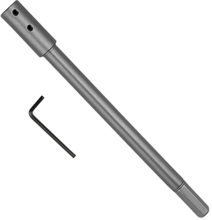 Rallonge Foret 254mm pour Forstner, Rallonge pour Forets à Percussion, 3/8 Tige, Acier au Carbone, Rallonge Précise pour Perçages Profonds et Traversants, Vis de Blocage et Clé Allen