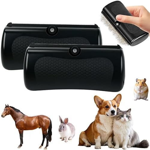Bagzoo Spazzola depilatoria per animali domestici, pettine professionale per pelo corto e lungo, con pettine in metallo e manico antiscivolo (set da 2 pezzi)