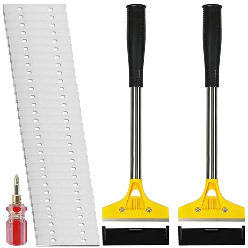Rascador de papel pintado con 30 cuchillas de repuesto, rascador de papel pintado de 30 cm con mango de goma, funda protectora para pintura de pared, baldosas de suelo, etiquetas adhesivas