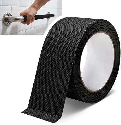 Bekeify 5 CM x 5 M Rubber Grip Tape Black Anti Slip Grip Tape Strong Self Adhesive Diamond Non Slip Texture Enhance Friction Soft Comfort Waterproof for Handles Contact Surfaces DIY Tools