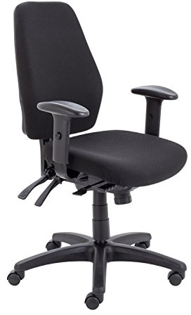 Office Hippo 24-Hour High Back Office Chair, Orthopaedic Design Chair with Adjustable Arms, Ratchet Back and Tilt, Moulded Seat & Back, 5 Year Component & 2 Year Upholstery Guarantee - Black