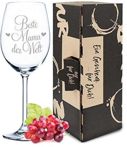 Leonardo Copa de vino con grabado Mejor mamá del mundo Regalo ideal para el Día de la Madre Copa de vino blanco copa de vino tinto como regalo de cumpleaños para mamá color Daily Beste Mama der Welt