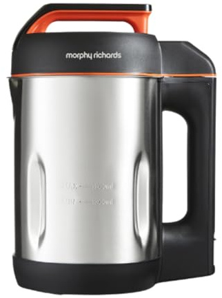 Morphy Richards Soup Maker, 1.6L Dual Programme, Serrator Blade, Easy Clean, Keep Warm, LED Countdown, Add to Function, Detachable Power Cord, Stainless Steel, 501022