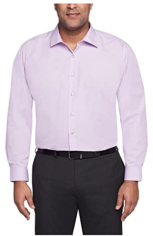 Kenneth Cole Herren Kleid Shirt Big and Tall Solid Klassisches Hemd, Flieder, 56 cm Hals 86 cm-89 cm Ärmel