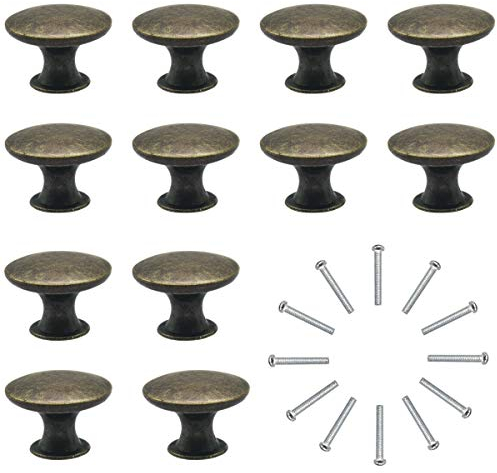 Boutons de Porte Lot de 12 Boutons de Tiroir 30mm Vintage Laiton Poignées Boutons de Meuble de Meuble pour Placards de Cuisine