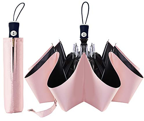 FDJASGY UV Sun Umbrella Compact Folding Travel Umbrella Auto Open Close Compact Folding Rain Umbrellas for Women Men Blocking UV 99.99% Pink