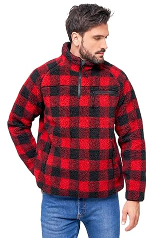 Brandit Teddyfleece Troyer, Color: Red/Black, Size: XL