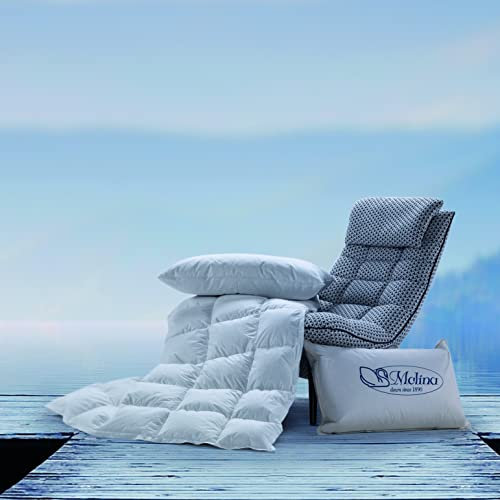 Falconieri Almohada de pluma de ganso 50 x 80 cm 70% plumón 30% pluma funda 100% algodón de estanqueidad fabricada en Italia 100% certificado pluma (2 unidades)