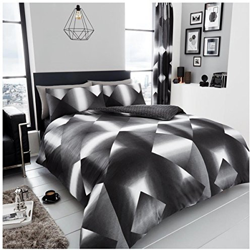 GC GAVENO CAVAILIA Printed Duvet Cover Sets, Reversible Bedding Bed Set, Polycotton Quilt Covers, 3D Triangle-, Double