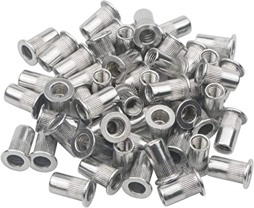 Pxyelec M4 4mm Flat Head Aluminum Rivet Nut Blind Insert Nut Pack of 100