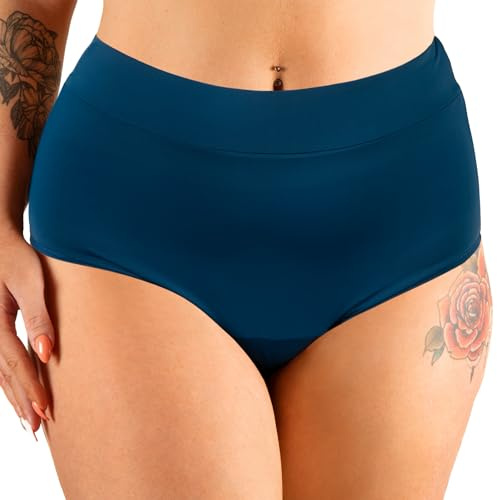 Mademoiselle Culotte - Maillot de Bain Menstruel Adolescente Taille Haute - 4 Couches Absorbantes pour Flux Léger à Modéré - Protection Réutilisable - Résistant Chlore et UV - Marque Française - XS