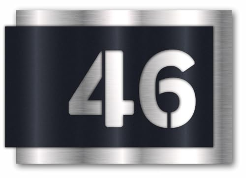 Hausnummer aus Aluminium silber gebürstet und Acrylglas Anthrazit Matt, individuell anpassbar, mit 3D Effekt, 8mm Stärke