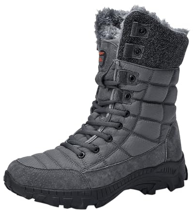 Kobilee Stivali Militari Uomo Invernali Alti Antipioggia Foderato Scarpe Trekking Montagna da Caccia Neve Outdoor Scarponcini Impermeabili Snowboard Stivaletto Imbottiti