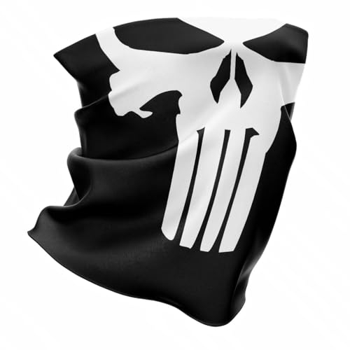 CUSTOMprivé Halswärmer Herren Maske Bandana Motorrad Punisher Totenkopf Multifunktionstuch aus Mikrofaser ermöglicht das Atmen durch die Maske unabhängig von Ihrer Aktivität, schwarz / weiß, One size