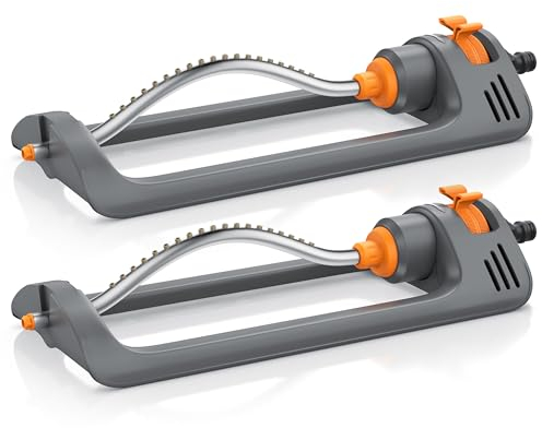 Brandson - 2 x Rasensprenger Viereckregner Rasensrinkler 3/4 Zoll - Garten Oszillations Regner – für gleichmäßige Flächenbewässerung – große Flächen bis zu 250 m² - Reichweite bis zu 14 m