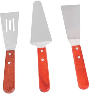 OFFSCH Set di 3 Pale per Pizza Paletta Cava Paletta Triangolare per Formaggio Manico in Legno per Cucinare Cuocere E Servire