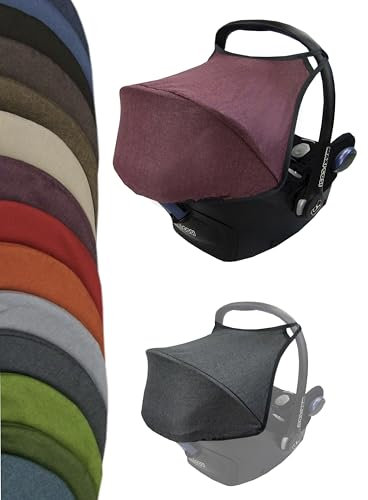Sonnenverdeck Sonnendach [Sonnenschutz für Babyschale] kompatibel mit Maxi Cosi Cabrio Fix Gruppe 0 + GP (meliert bordeaux)
