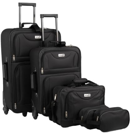 Jurhan Lot de 5 valises Travel, Noir , Mittelgroße, Lot de 5 valises intemporelles