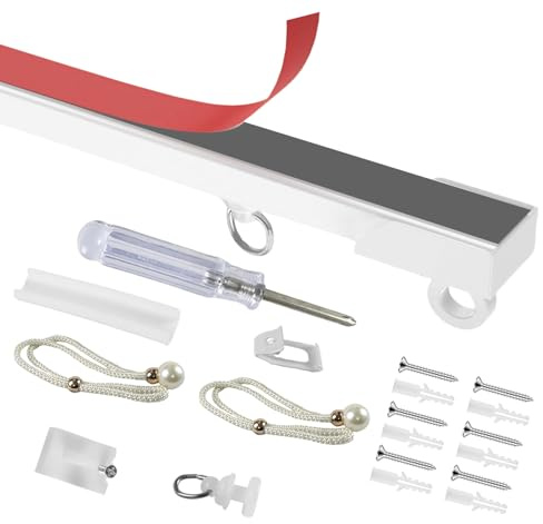 Tyafzzn 6x40cm(2.4m) Vorhangschiene Deckenmontage Set, Gardinenschiene ohne Bohren, Selbstklebende Vorhangschiene für Fenster, Schlafzimmer, Duschen, Schränke und Wohnmobile