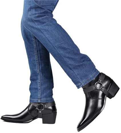 PSNKLMM Botas clásicas de vaquero for caballero, botas vestir for hombre, diseñador marca con cremallera lateral, zapatos cómodos punta for, talla 47-48 Para Conciertos, Uso Diario, Boda