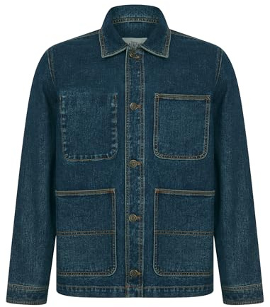 Tokyo Laundry Men's Multi-Pocket Button Fasten Vintage Workwear Style Denim Chore Jacket
