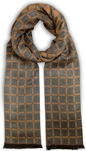 Livativ Bleu Nero Luxurious Winter Scarf Premium Cashmere Feel Unique Design Selection (Grey/Cognac Windowpane)