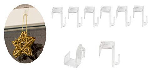 BigDean 8er Set Fenster- und Türhaken - Aus transparentem Kunststoff - Unauffällig & Effizient - Für ein Fensterfalz von max. 1,7 cm - Ideal für Lichterketten, Dekoanhänger & Weihnachts-Deko -