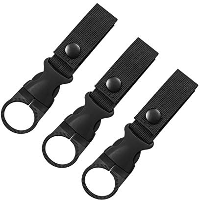 BAIGIO 3 Stücke Wasserflasche Schnalle Flaschenhalter Clips Outdoor Trinkflaschen Haken für Camping Wandern (Schwarz)