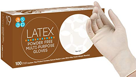 ASAP Latex Gloves Disposable Powder Free - 4 Mil, Food Safe, Kitchen & Cleaning Gloves - Durable Rubber Gloves & Esthetician Supplies (Large, 100 Count)