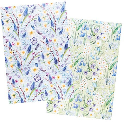 Ideen mit Herz 2 hojas de papel de arroz, papel de decoupage, DIN A4, 2 diseños diferentes, vintage, Navidad, etc. (flores 19)