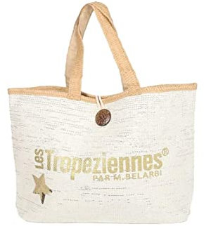 Les Tropéziennes par M. Belarbi Sac Shopping Les Tropézienne Ref 53208 Blanc 47 * 35 * 13 cm, Taille unique