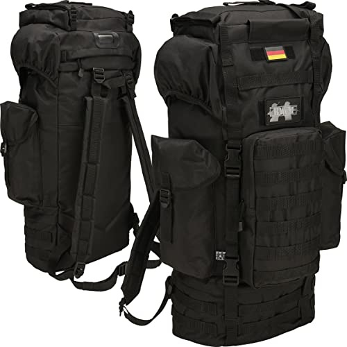 BWuM Bundeswehr Molle Sac à dos de combat 65 l + Patch & Drapeau, Noir