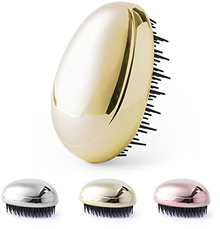 CEZARO - Brosse à cheveux ronde démêlante jaune : système anti-enchevêtrement | Femme, homme, enfant (Tramux doré)