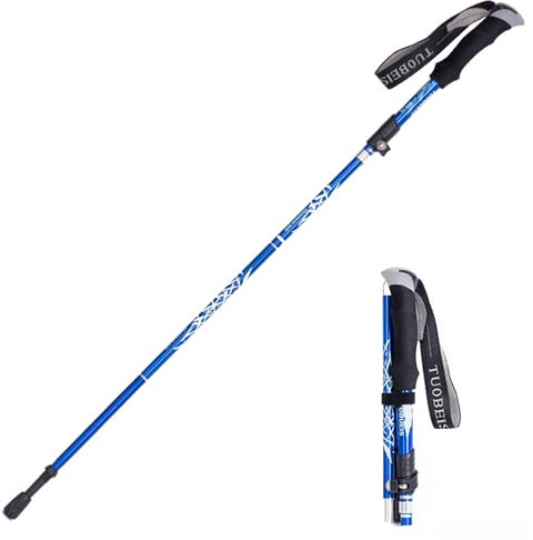 Hiking Walking Trekking Pole - Lightweight Aluminum Ergonomic EVA Handles, Telescopic, Collapsible, Ultralight For Hiking, Camping, Mountaining, Backpacking, Walking With Anti-shock (Navy)