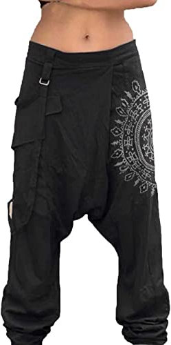 Modaworld Streetwear Herren Haremshose Japanischen Stil Casual Hose Mann Jogger Hosen Chinesische Baggy Hosen Haremshose - Hippie Yoga Ballon Bloomer Casual Lose Casual Laufhose
