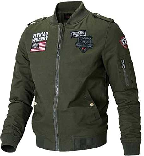 Giubbotti Militari Da Pilota Bomber Da Uomo Giacca Da Motociclista Militare Capispalla Da Carico Cappotto Tattico Da Pilota Dell'aeronautica Militare Army Green M