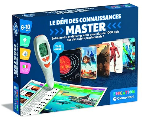 Clementoni | Le Défi des Connaissances Master | Enfants 6–10 Ans | Jeu éducatif | Quiz Éducatif avec Stylo Parlant | 1000+ Questions | 4 Modes | Activité Interactive Solo Ou 2 Joueurs | Culture