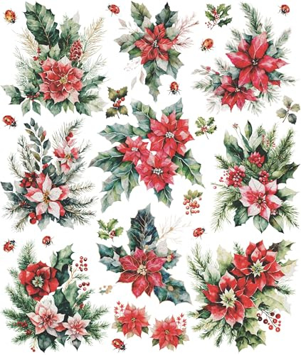 Julstjärna rispapper, 29 x 36,8 cm - Decoupage klippbok kort hantverk