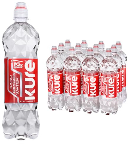 KURE OXYGEN WATER Multipack - 850 ml (Pack of 12) - Spring Water Supercharged with Nano Oxygen - Sports Cap - Non-carbonated - Oxygenated Water - Bottled Water