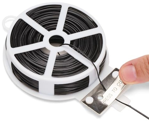 KINGLAKE Bridas de alambre de jardín negras de 50 m, alambre de jardinería con cortador, lazos suaves de sujeción para plantas trepadoras