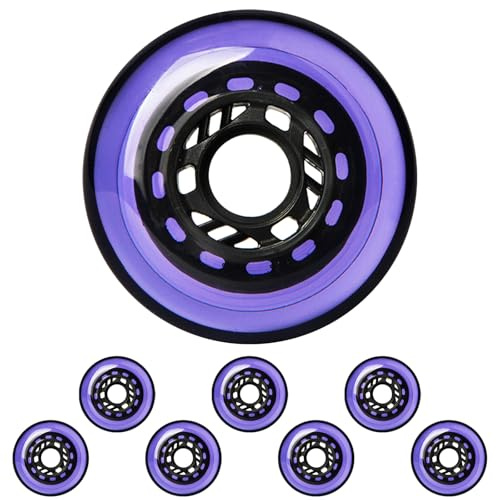 JCCHT Roues de Roller en Ligne, Roues de Patins à roulettes d'intérieur et d'extérieur 90A, Roues de Rechange pour Roller Hockey 72 mm, 76 mm, 80 mm,Violet,80mm