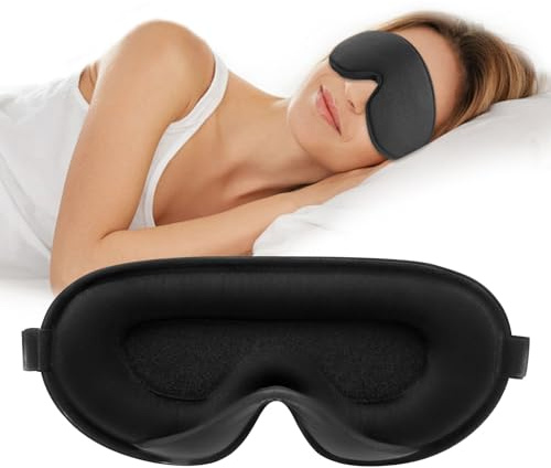 CNMTCCO 3D-nattmask för sidosovande, sömnmasker för män och kvinnor, 3D-banor och justerbara elastiska remmar, 100 % skugga och andningsförmåga, svart